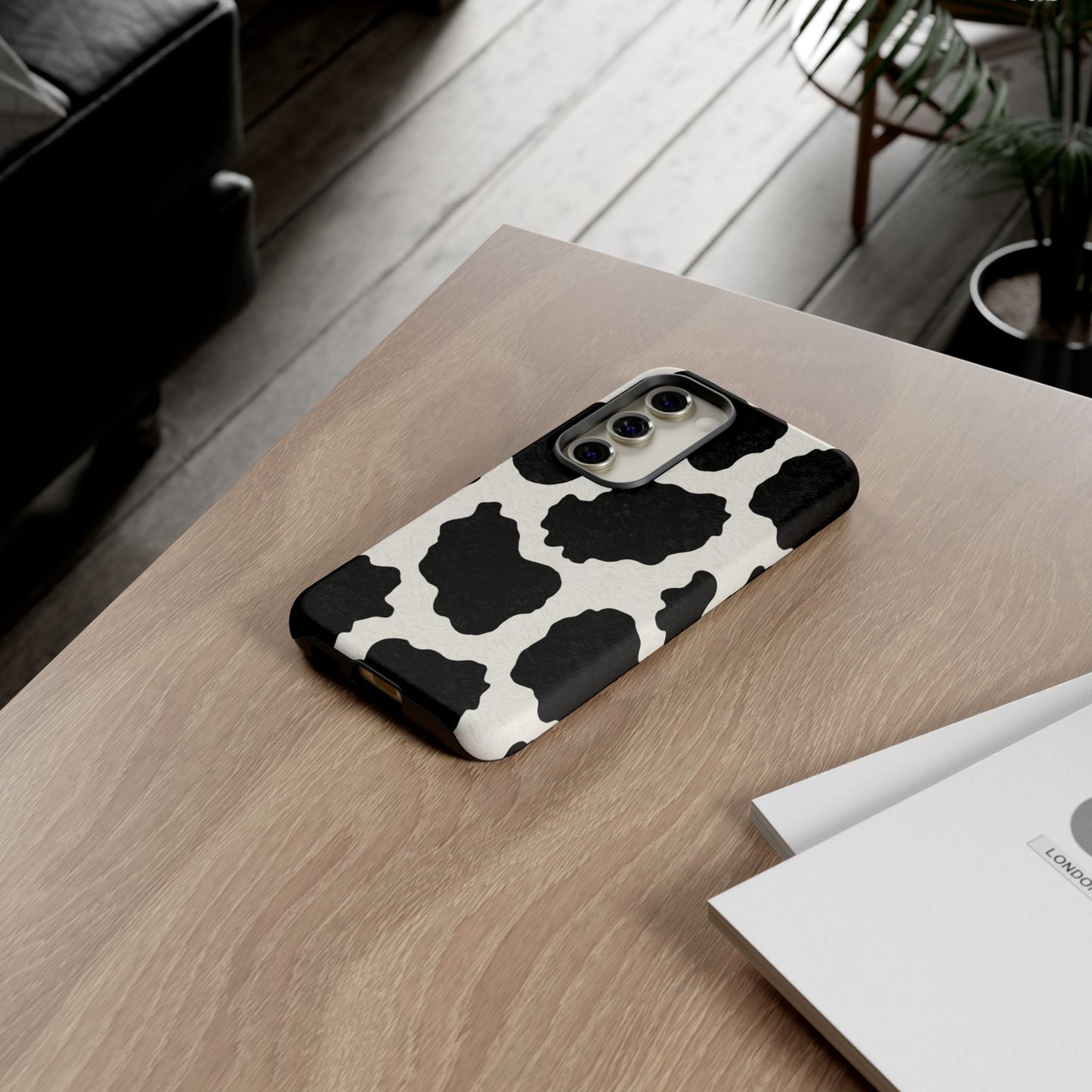 Black & White Cow Print Phone Case | Western Aesthetic iPhone & Samsung Tough Case