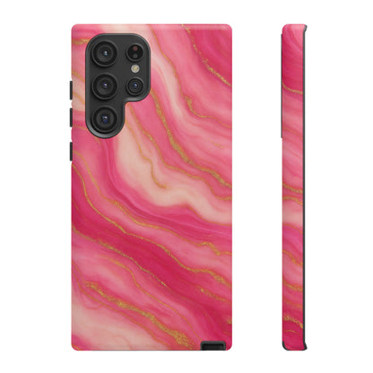 Pink Marble Phone Case | Rose Gold Swirl Aesthetic Tough Protective Case