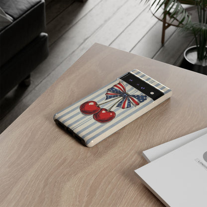 Patriotic Cherry Phone Case Americana Coquette Aesthetic iPhone Samsung