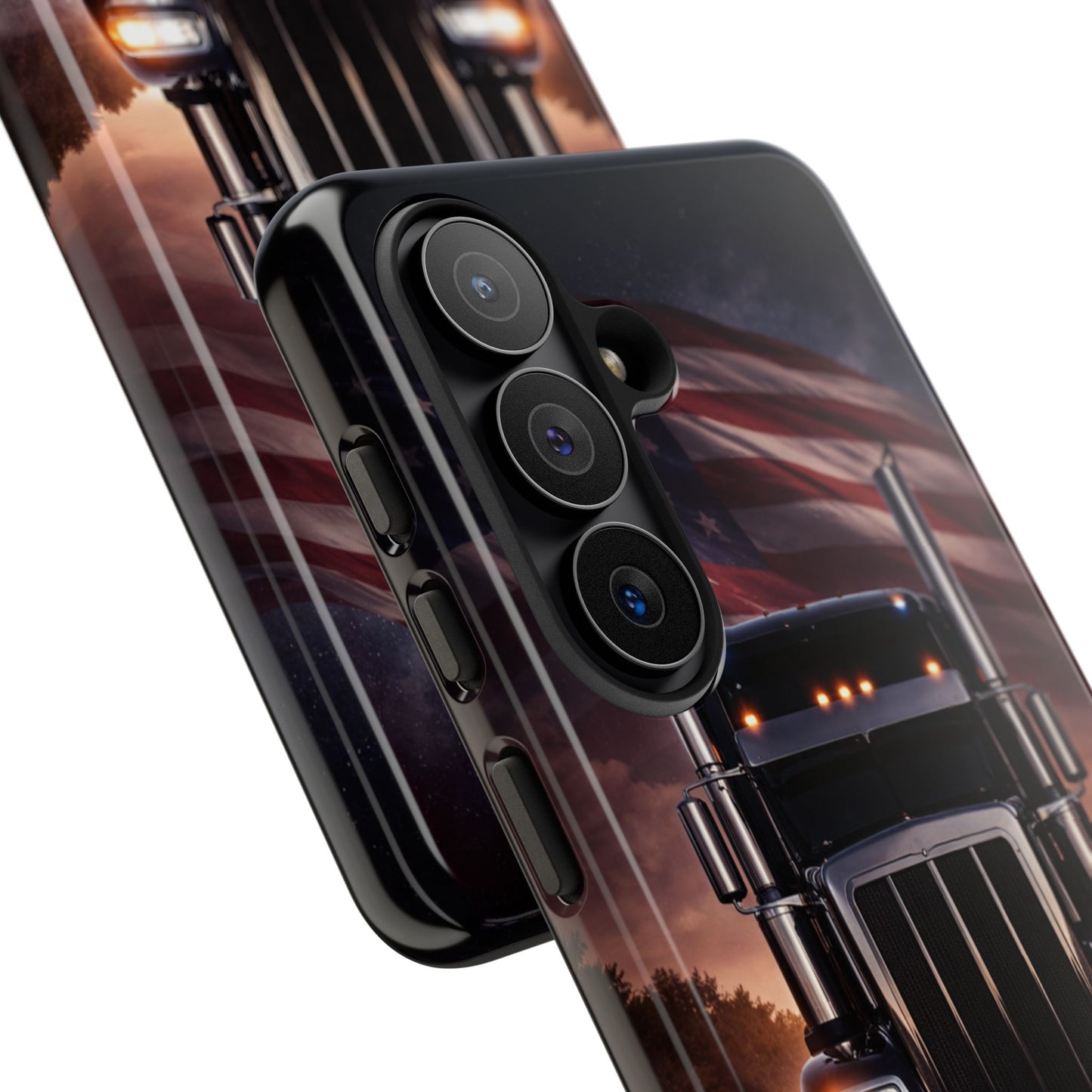 Semi Truck Phone Case American Flag Big Rig Trucker Gift iPhone Samsung