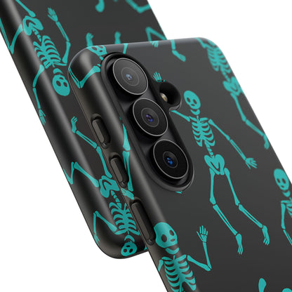 Dancing Teal Skeletons Phone Case | Tough Protective Case for Iphone, Samsung Galaxy and Pixel