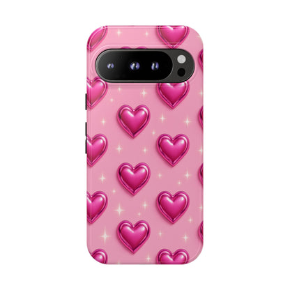 Pink Heart Pattern Phone Case | Tough Protective Case for Iphone, Samsung Galaxy and Pixel