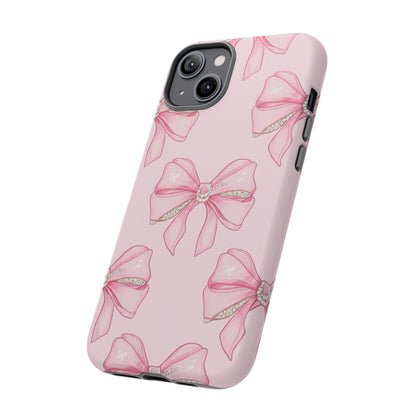 Pink Bow Pattern Phone Case | Coquette Aesthetic Tough Protective Case