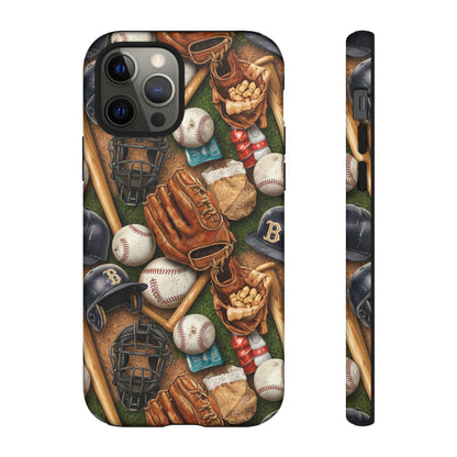 Baseball Gear Collage Phone Case – Vintage Baseball Equipment Sports Tough Case