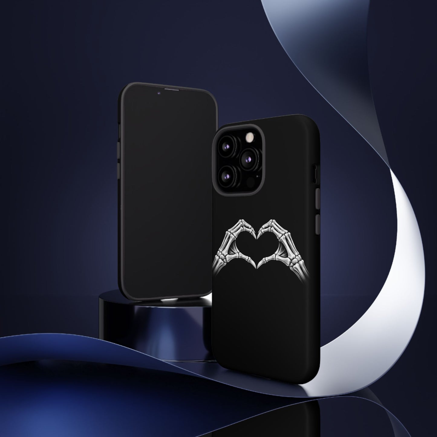 Skeleton Hands Heart Phone Case | Gothic Black Protective Cover