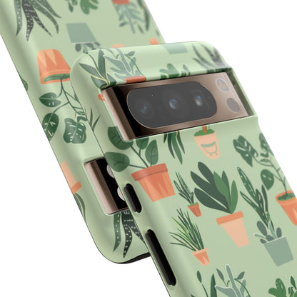 Plant Lover Phone Case | Cute Potted Plants Pattern | Botanical Aesthetic Tough Case