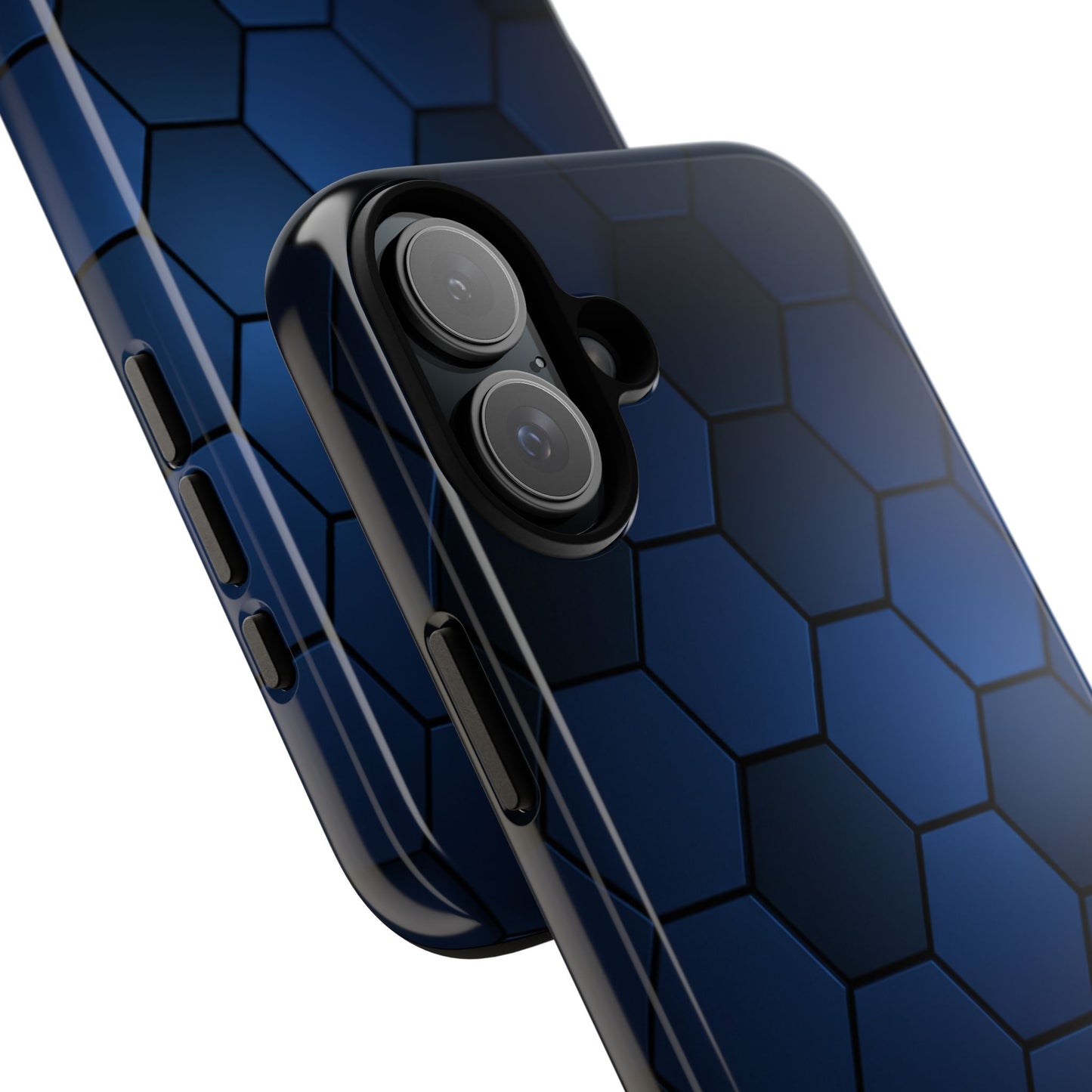 Blue Hexagon Gradient Phone Case | Honeycomb Geometric Tech Aesthetic | Minimalist Tough Case for iPhone & Samsung