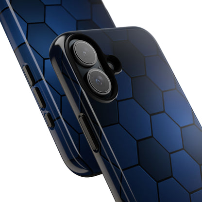 Blue Hexagon Gradient Phone Case | Honeycomb Geometric Tech Aesthetic | Minimalist Tough Case for iPhone & Samsung