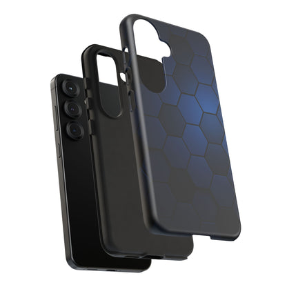 Blue Hexagon Gradient Phone Case | Honeycomb Geometric Tech Aesthetic | Minimalist Tough Case for iPhone & Samsung