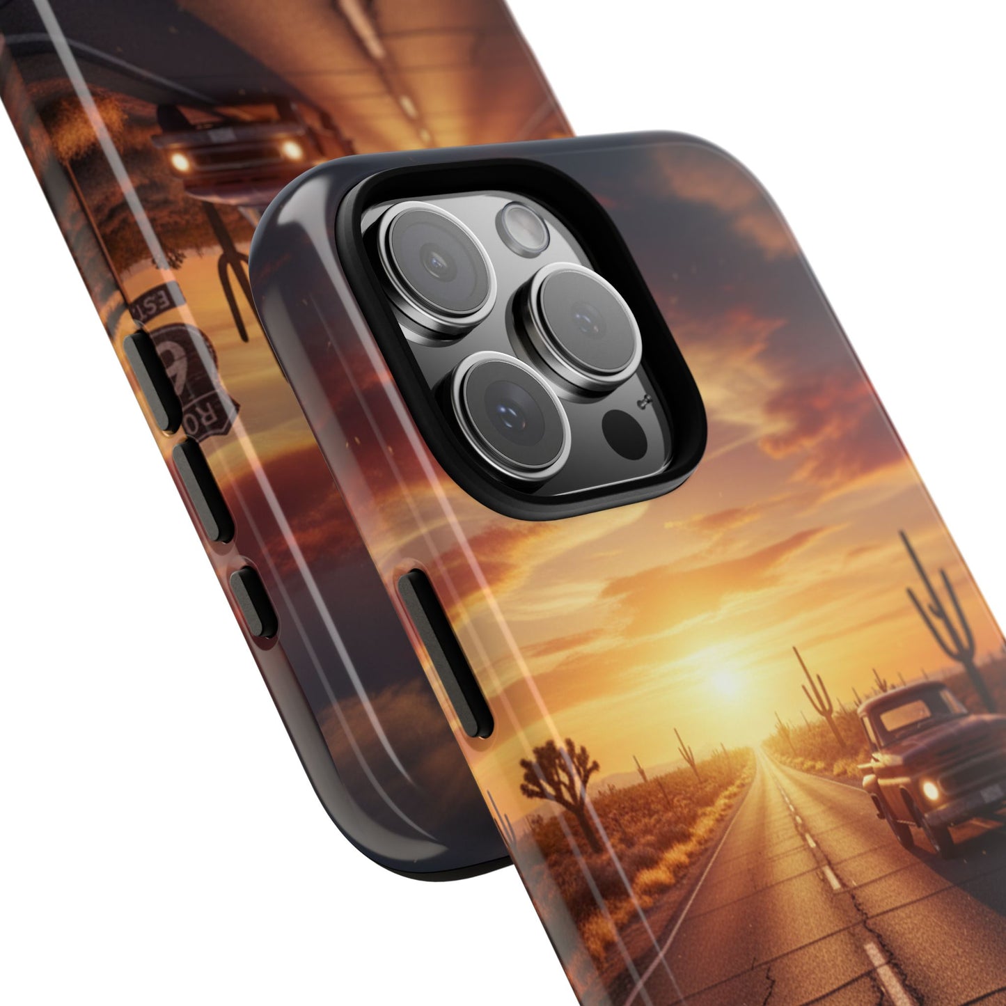 Route 66 Sunset Desert Highway Phone Case – Road Trip Travel Aesthetic Tough Case