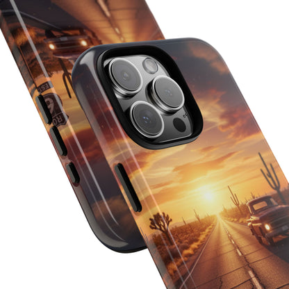 Route 66 Sunset Desert Highway Phone Case – Road Trip Travel Aesthetic Tough Case