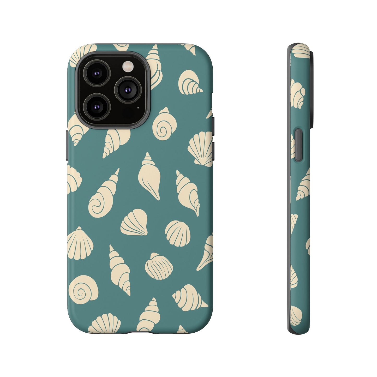 Seashell Pattern Phone Case | Teal Coastal Shells Tough Case for Iphone, Samsung Galaxy and Pixel