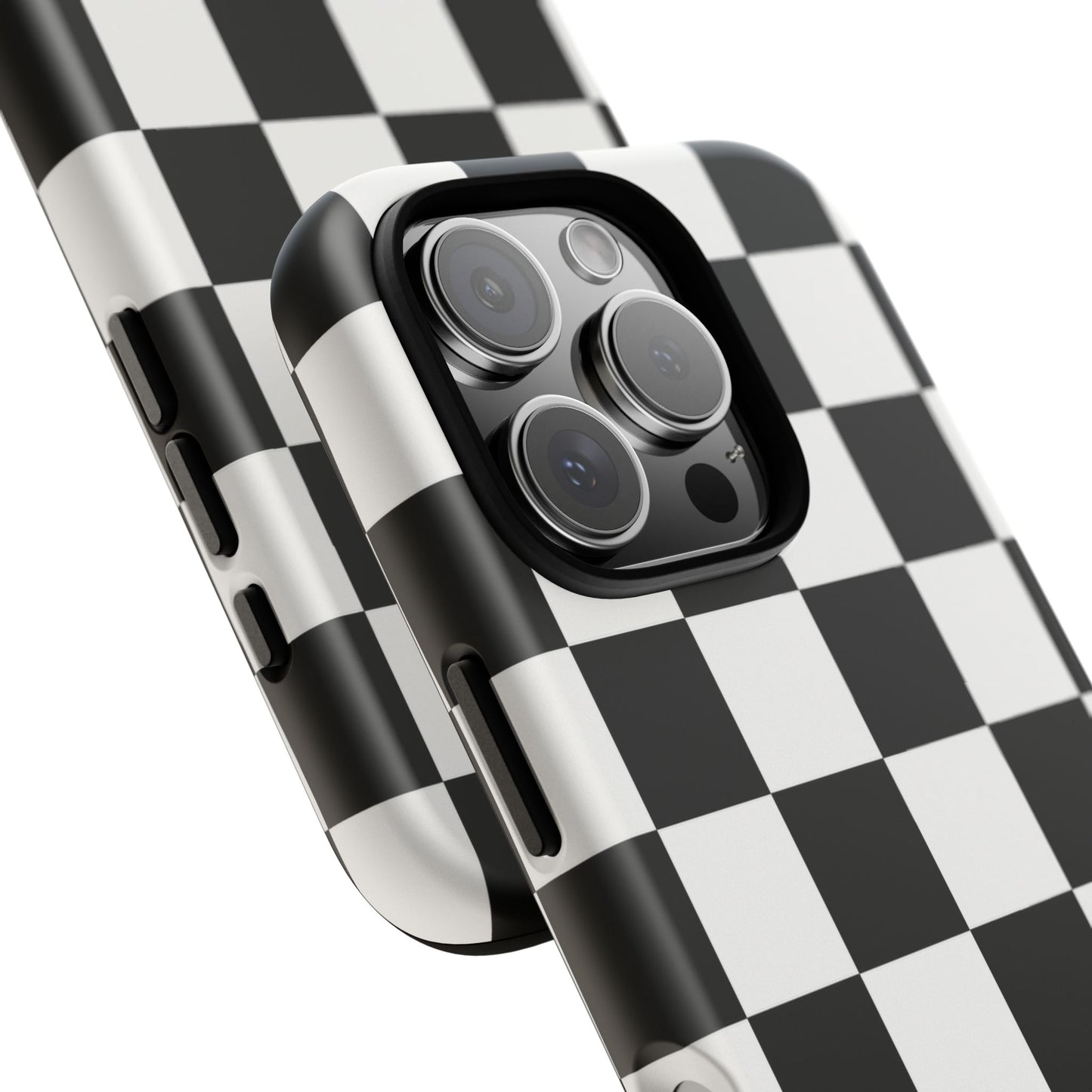 Black & White Checkerboard Phone Case – Classic Aesthetic Tough Protective Case