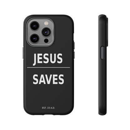 Jesus Saves Phone Case Christian Religious Minimalist Black Tough Cover