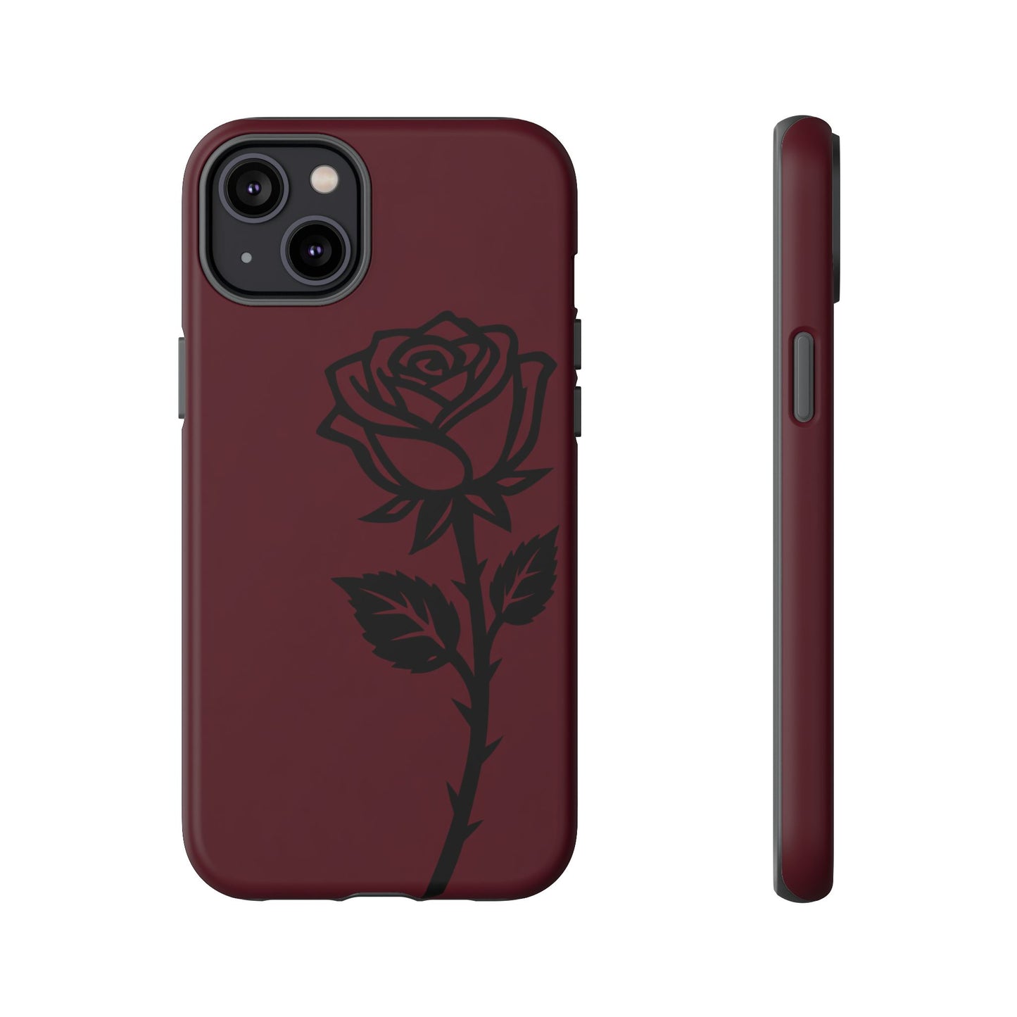 Black Rose Burgundy iPhone Case | Dark Aesthetic Shockproof Protective Cover