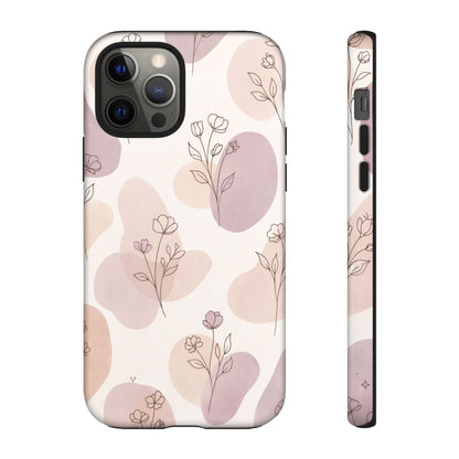 Blush Floral Phone Case Neutral Botanical Watercolor Tough Cover