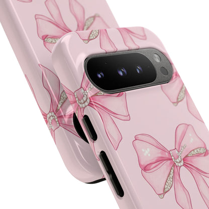 Pink Bow Pattern Phone Case | Coquette Aesthetic Tough Protective Case