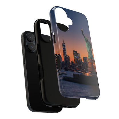 Statue of Liberty Sunset Phone Case – New York City Skyline Travel Aesthetic Tough Case