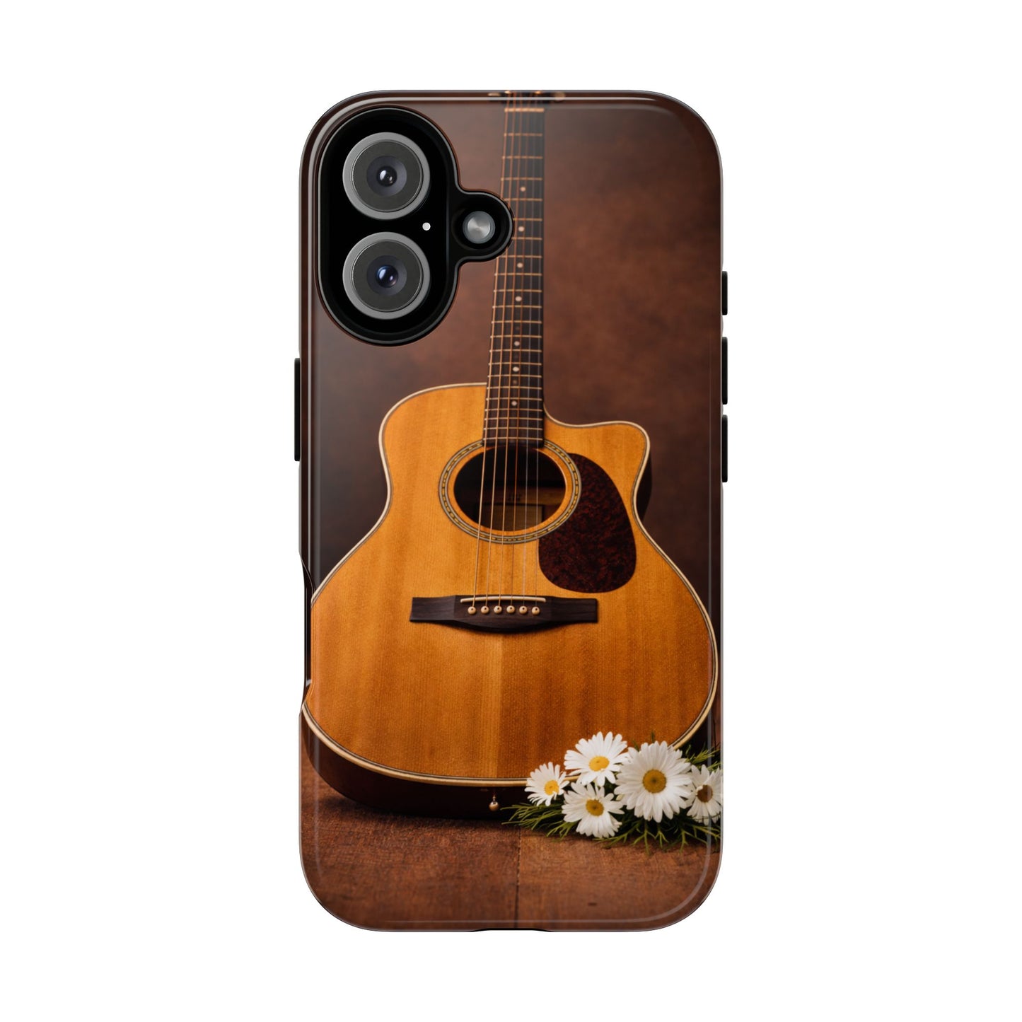 Acoustic Guitar Daisy Phone Case | Rustic Music Lover Tough Cover