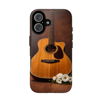 Acoustic Guitar Daisy Phone Case | Rustic Music Lover Tough Cover