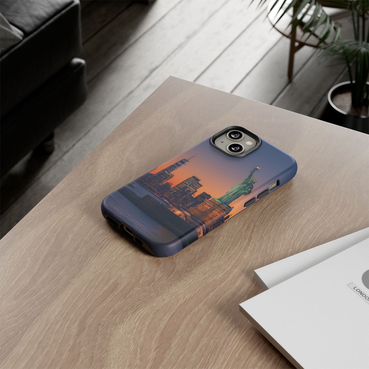 Statue of Liberty Sunset Phone Case – New York City Skyline Travel Aesthetic Tough Case