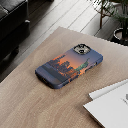 Statue of Liberty Sunset Phone Case – New York City Skyline Travel Aesthetic Tough Case