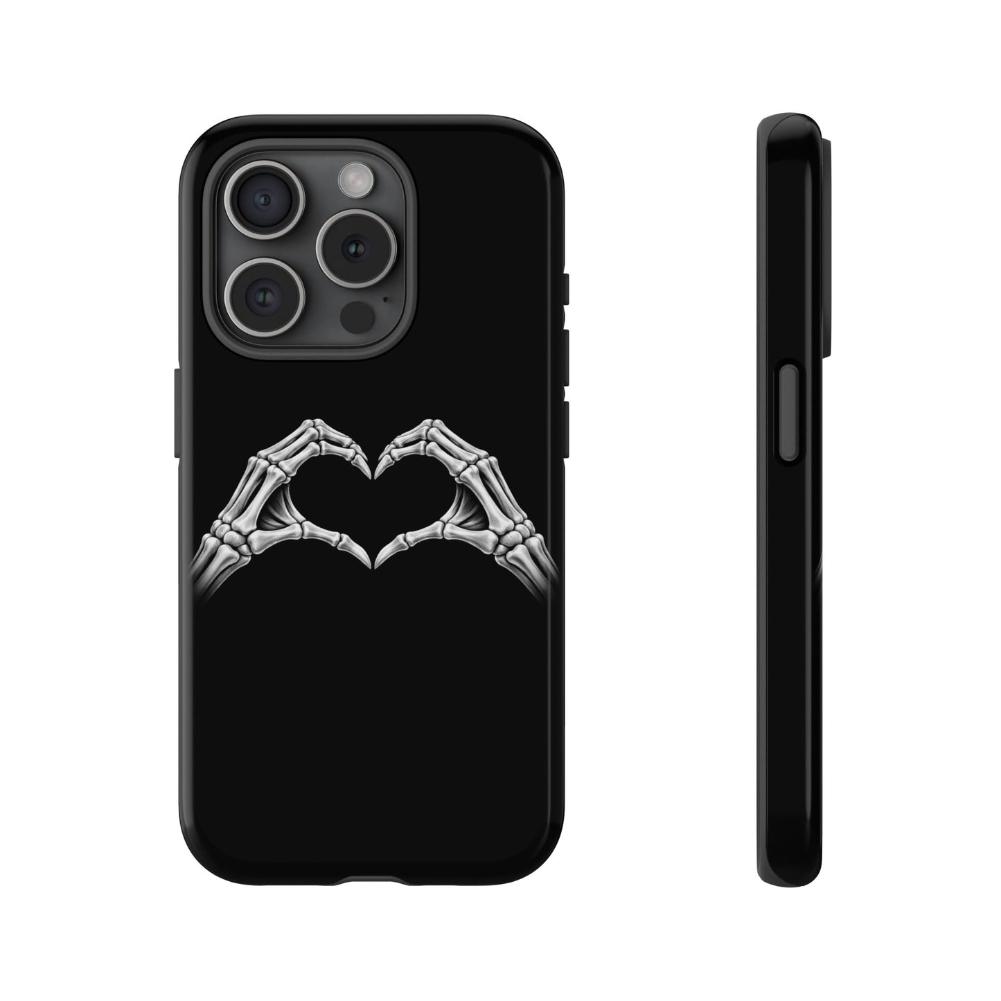 Skeleton Hands Heart Phone Case | Gothic Black Protective Cover