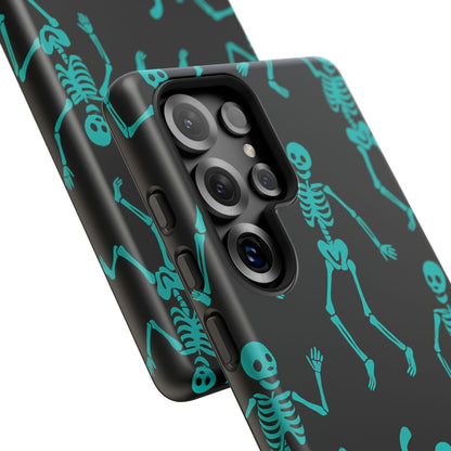 Dancing Teal Skeletons Phone Case | Tough Protective Case for Iphone, Samsung Galaxy and Pixel