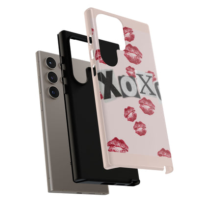 XOXO Kiss Print Phone Case | Coquette Valentine Aesthetic | Cute Pink Lipstick Kiss Tough Case for iPhone & Samsung