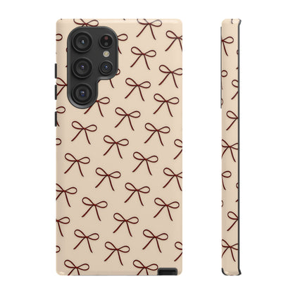 Coquette Bow Phone Case | Neutral Beige Aesthetic iPhone & Samsung Tough Case