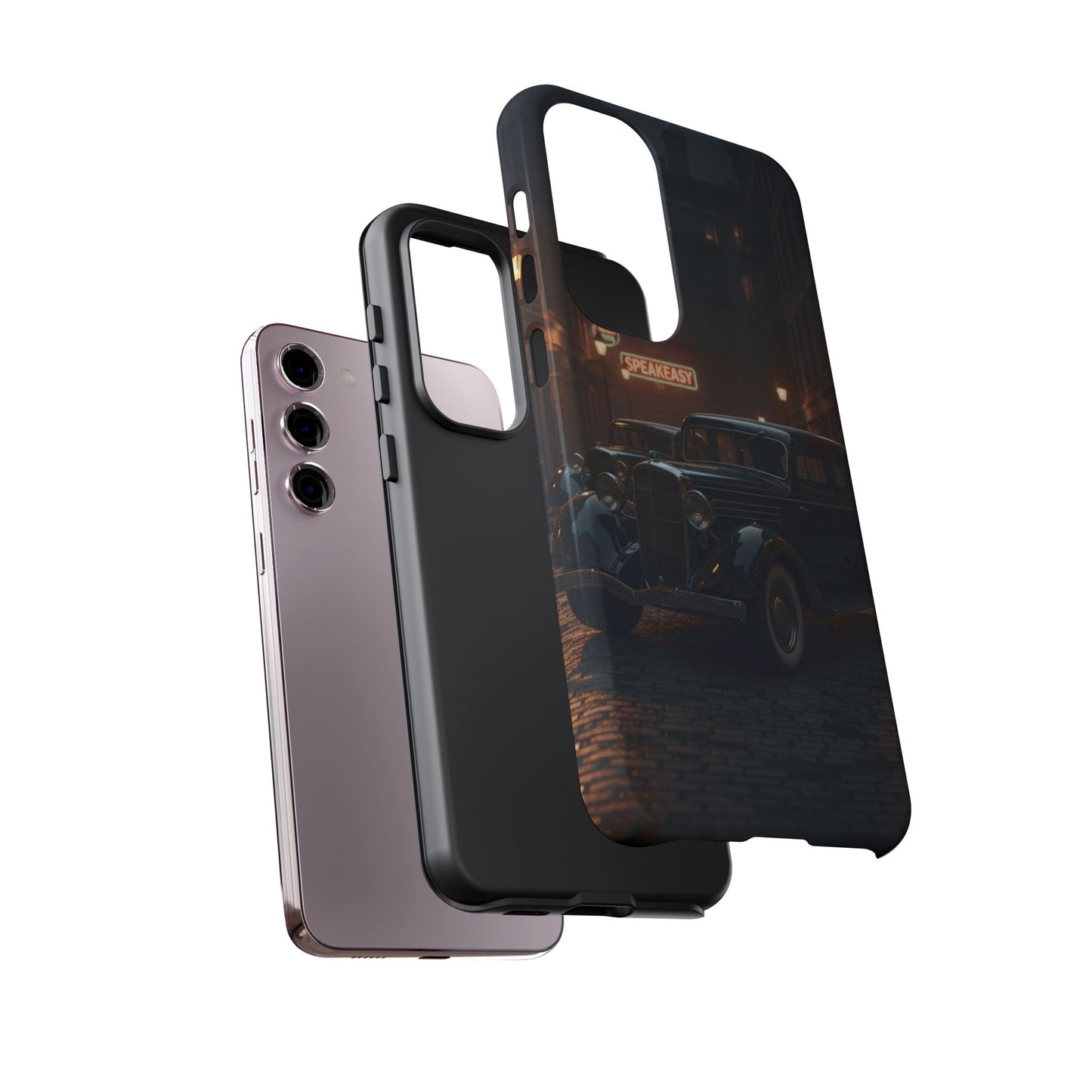 Vintage Classic Car Phone Case | Retro Noir Aesthetic | 1930s Street Scene Tough Case for iPhone & Samsung