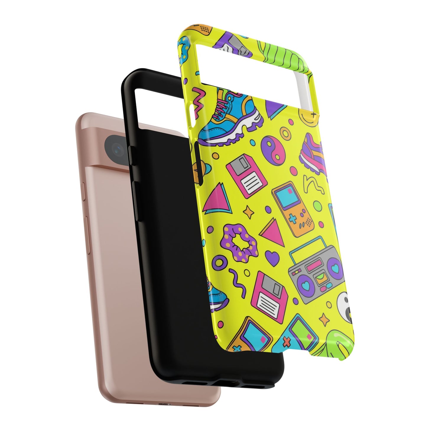 90s Retro Neon Phone Case – Y2K Nostalgia Colorful Icons Tough Protective Case