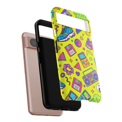 90s Retro Neon Phone Case – Y2K Nostalgia Colorful Icons Tough Protective Case