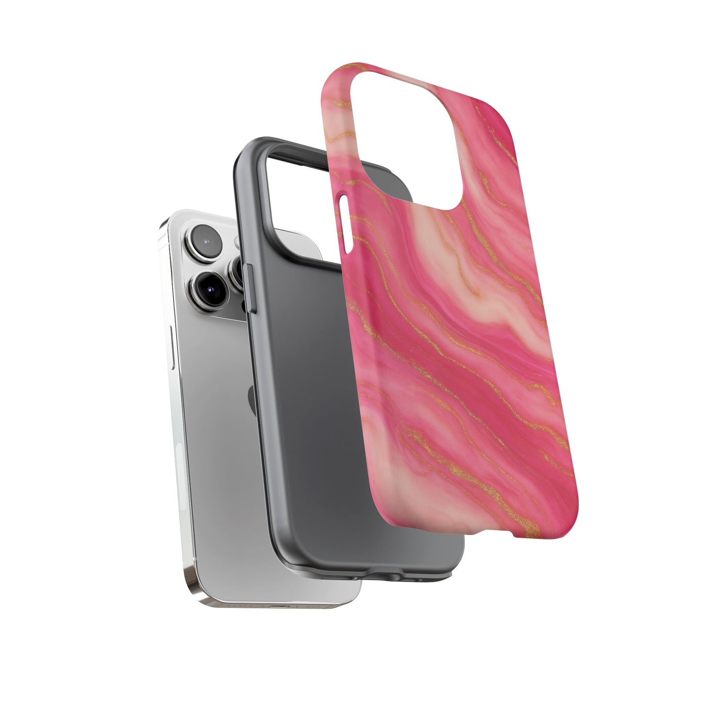 Pink Marble Phone Case | Rose Gold Swirl Aesthetic Tough Protective Case