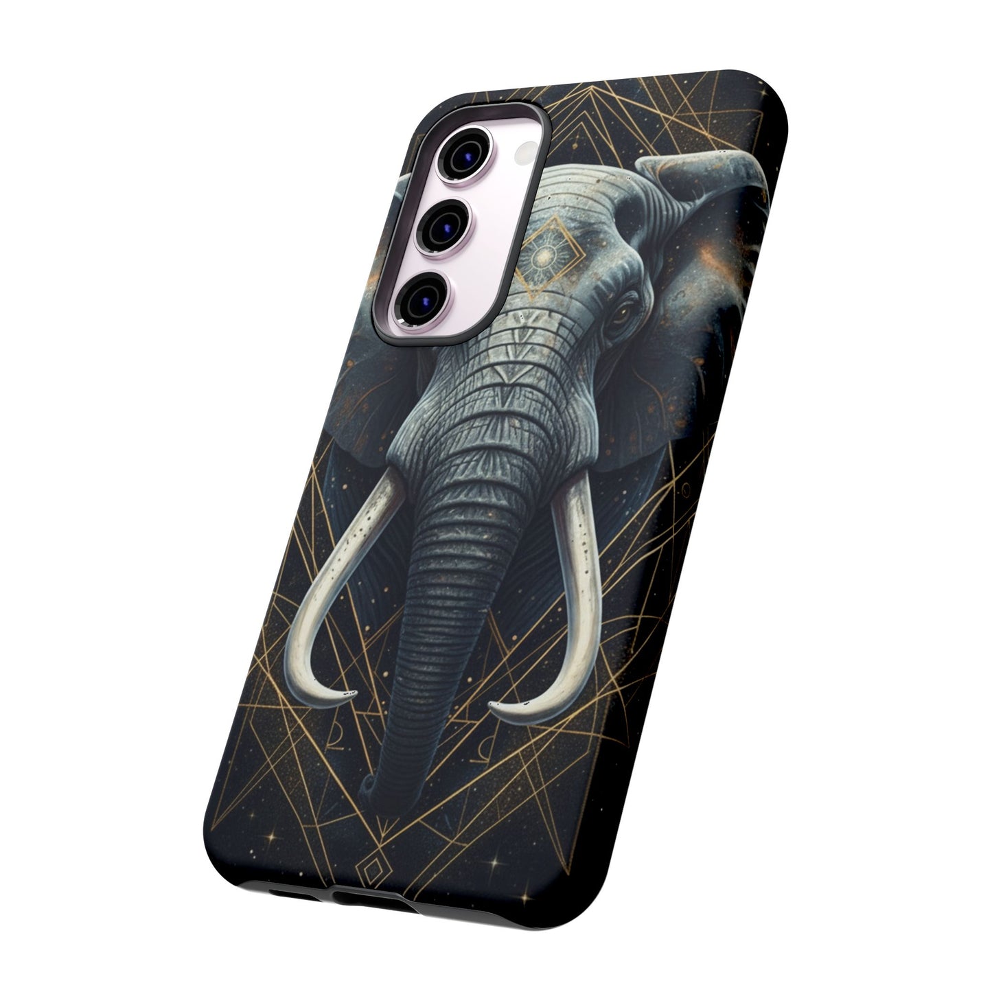 Elephant Mandala Phone Case – Black and Gold Spiritual Elephant Tough Protective Case