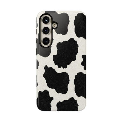 Black & White Cow Print Phone Case | Western Aesthetic iPhone & Samsung Tough Case