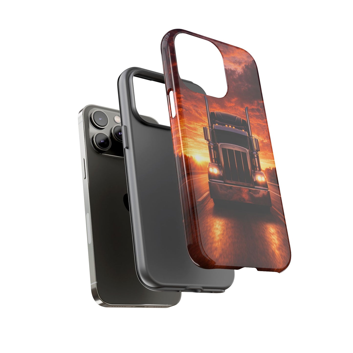 Big Rig Truck Phone Case Sunset Highway Semi Truck iPhone Samsung Cover