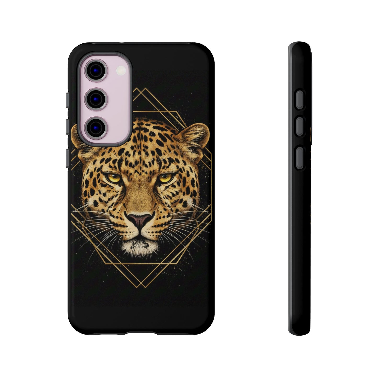 Leopard Phone Case – Black Gold Leopard Head Luxury Animal Tough Case