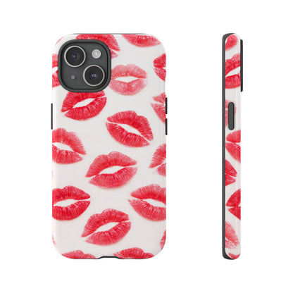 Red Lipstick Kiss Phone Case – Sexy Lip Print Pattern Tough Protective Cover
