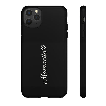 Mamacita Script Phone Case | Minimal Black Tough Case | Sleek Aesthetic Cover