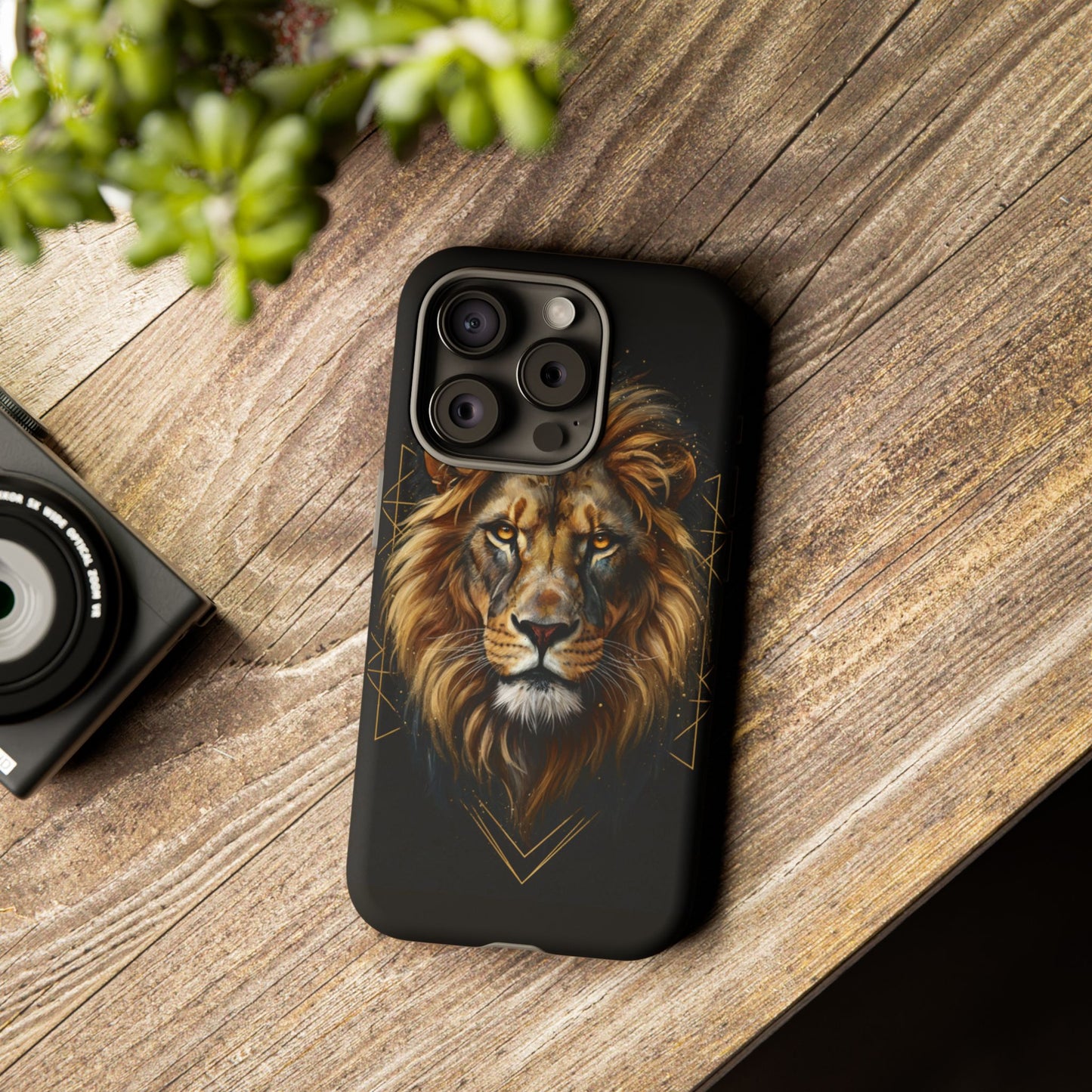 Majestic Lion Phone Case – Black Gold Luxury Lion Art Tough Protective Case