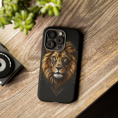 Majestic Lion Phone Case – Black Gold Luxury Lion Art Tough Protective Case