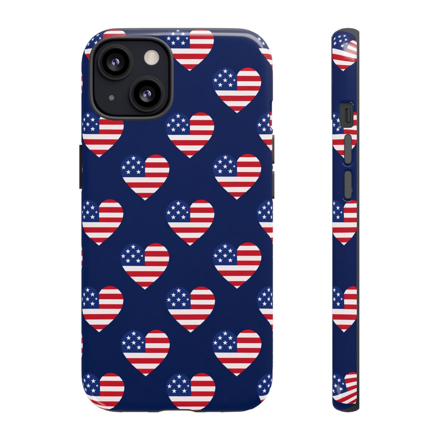 Patriotic American Flag Heart Phone Case – Tough Shockproof, USA Stars & Stripes for Iphone, Samsung Galaxy and Pixel