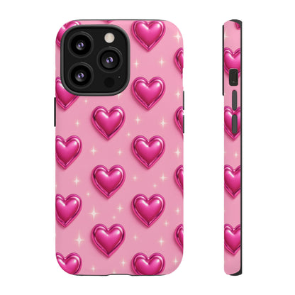 Pink Heart Pattern Phone Case | Tough Protective Case for Iphone, Samsung Galaxy and Pixel