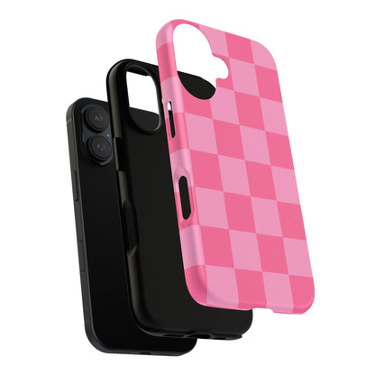 Pink Checkerboard Phone Case | Cute Aesthetic Checkered iPhone & Samsung Tough Case