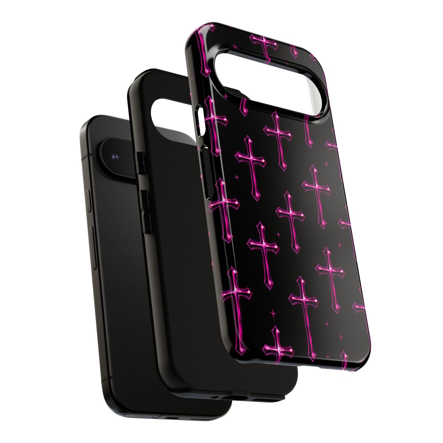 Neon Pink Cross Pattern Phone Case | Tough Protective Case for Iphone, Samsung Galaxy and Pixel