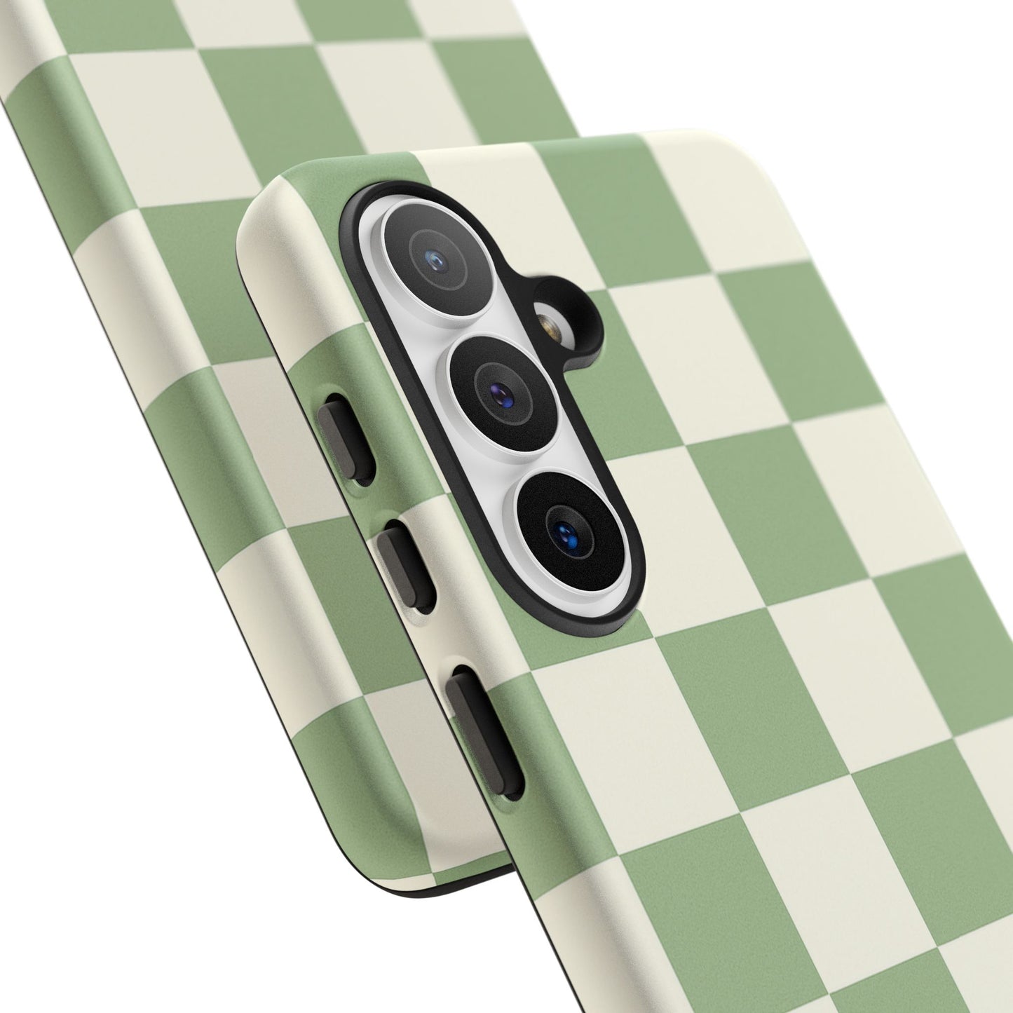 Sage Green Checkerboard Phone Case | Minimal Aesthetic Checkered iPhone & Samsung Tough Case