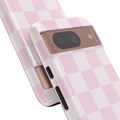 Light Pink Checkerboard Phone Case | Pastel Aesthetic Checkered iPhone & Samsung Tough Case