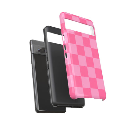 Pink Checkerboard Phone Case – Cute Aesthetic Tough Case for iPhone & Samsung
