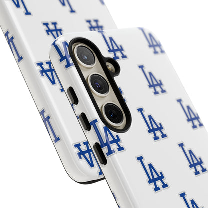 Blue LA Monogram Pattern Phone Case | Minimal Baseball Inspired Tough Cover